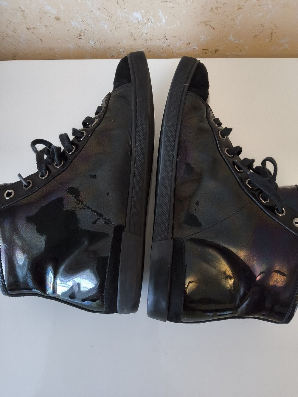 Authentic Gucci Patent Leather High-Top Sneakers Boots EU 36 Black - Picture 4 of 15